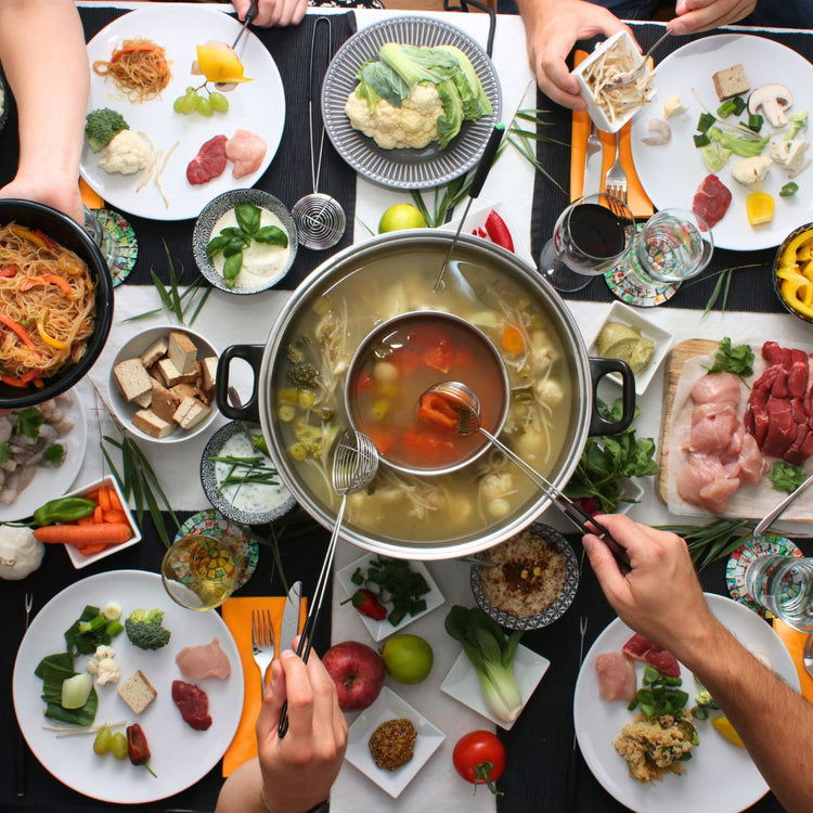 Appareil à fondue chinoise 2 compartiments avec fourchettes et passoires Rotel