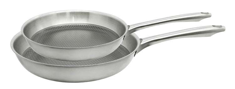 Set de 2 poêles 24 et 28 cm en acier inoxydable et revêtement sans PFAS Elo Relief Passion