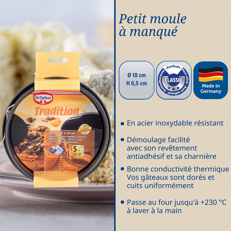Ensemble de 2 Moules à manqué à charnière 18 cm Dr.Oetker Tradition