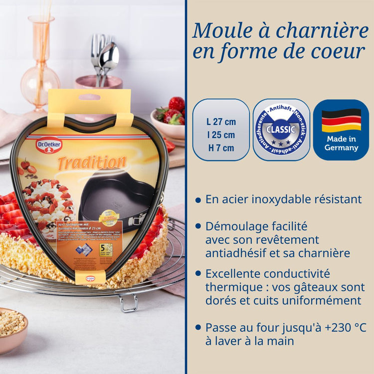 Ensemble de 2 Moules à charnière en forme de cœur 25 cm Dr. Oetker