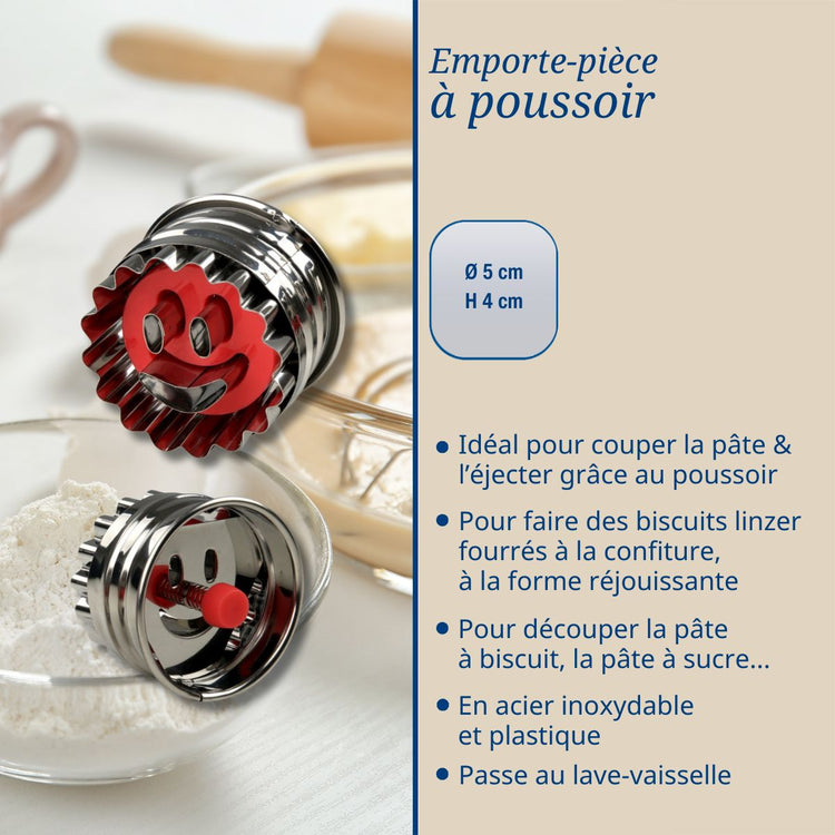 Ensemble de 2 Emporte-pièces biscuit linzer motif smiley Dr Oetker Noël