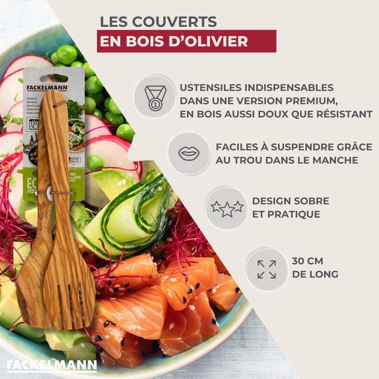 Ensemble de 2 Couverts à salade Fackelmann Édition Bois d'olivier