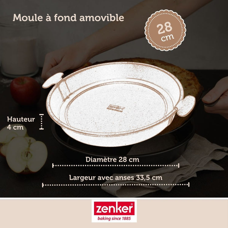 Ensemble de 2 Moules à gâteau et quiches rond de 28 cm avec fond amovible Zenker Black Metallic