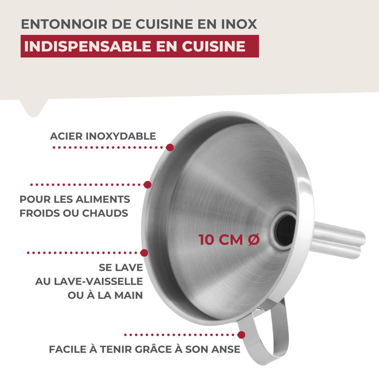 Ensemble de 2 Entonnoirs de cuisine inox 10 cm de diamètre Fackelmann