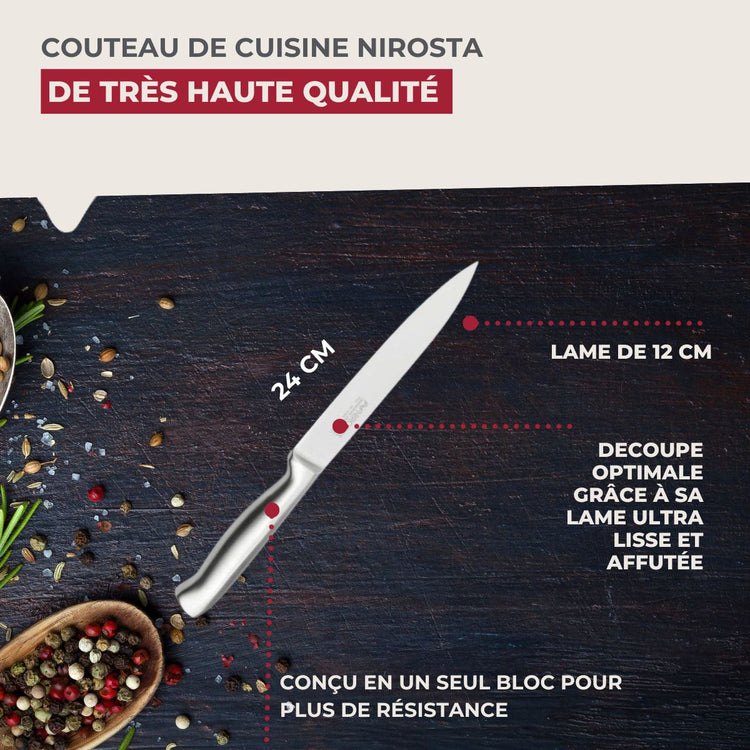 Set de 4 couteaux de cuisine universels 24 cm en inox Nirosta Star