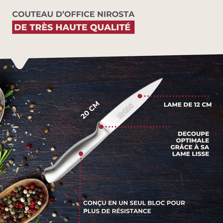 Ensemble de 4 Couteaux d'office en inox 20 cm en tout Nirosta Star