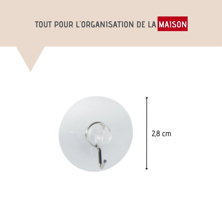 Ensemble de 8 crochets muraux à ventouse transparents Fackelmann Tecno