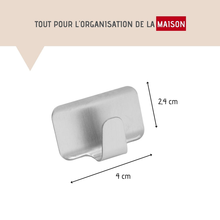 Ensemble de 4 crochets adhésif en acier inoxydable, Fackelmann Tecno