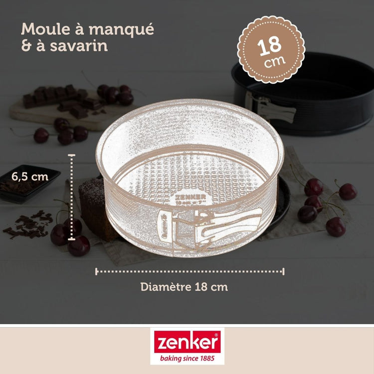 Ensemble de 2 Moules à manqué à charnière avec fond à savarin 18 cm Zenker Black Metallic
