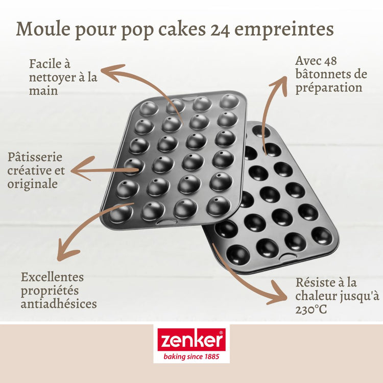 Ensemble de 2 Set Moules cake pop bâtonnets et sachets transparents 38 x 26 cm Zenker Special Creative
