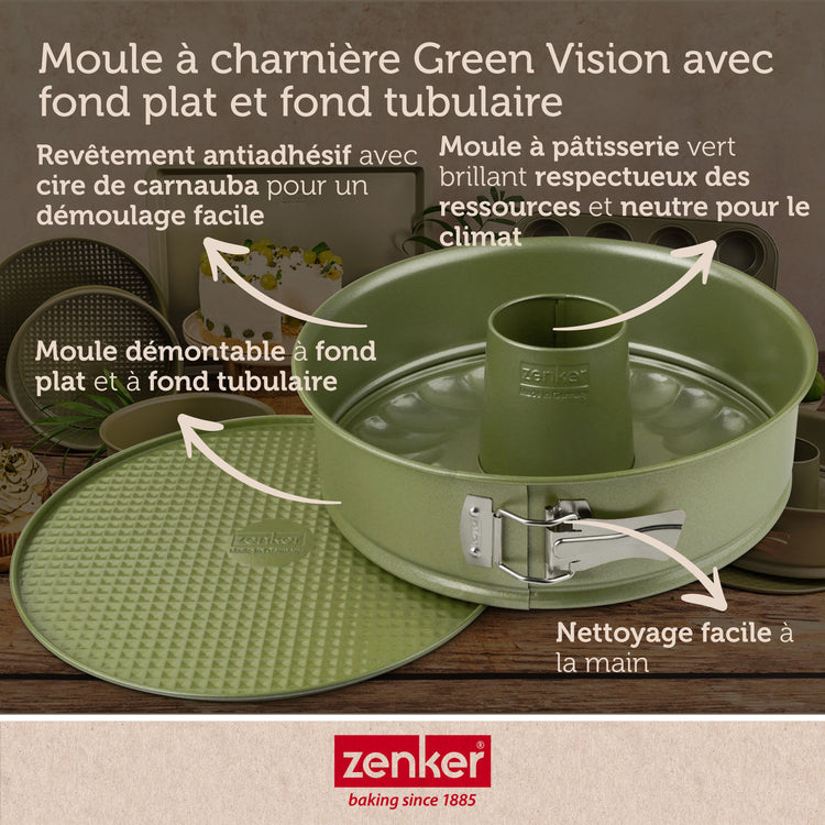 Ensemble de 2 Moules à manqué et à savarin double fond 26 cm Zenker Green Vision