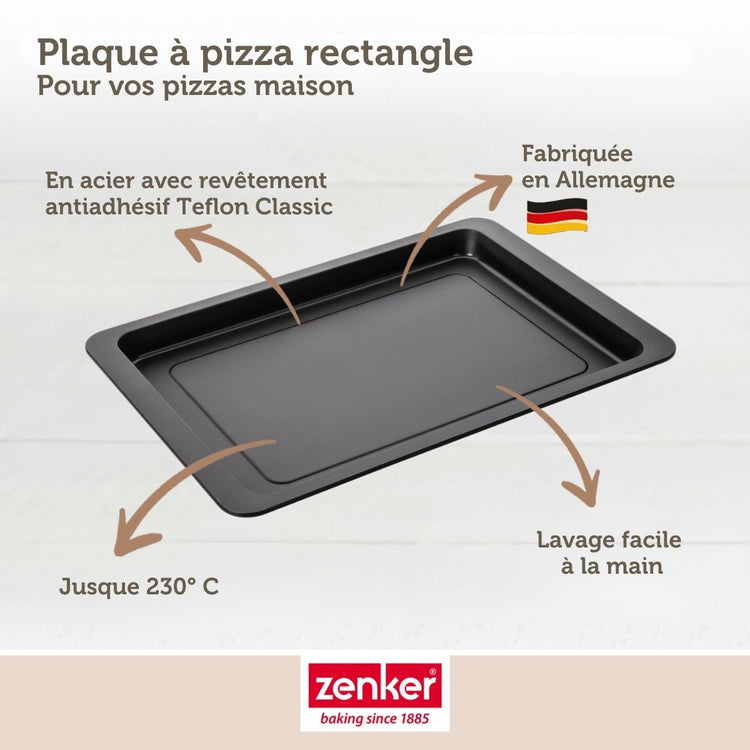 Lot de 2 plaques à pizza rectangulaires 42/29/2,5 cm en acier Spécial crountries Spécial crountries Zenker Spécial crountries