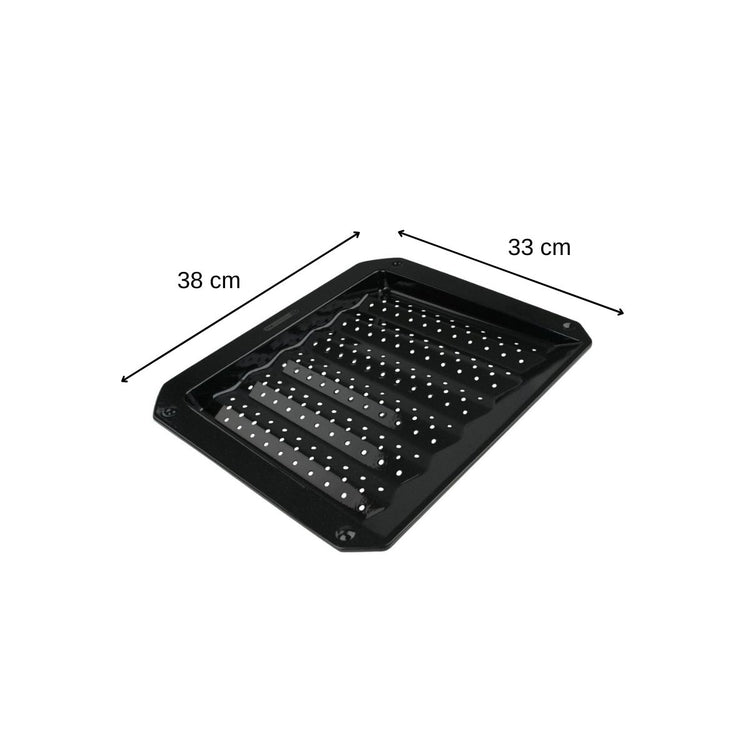 Ensemble de 2 Plaques ondulée et perforée pour four et barbecue en tôle 38 x 33 cm FM Professional Barbecue