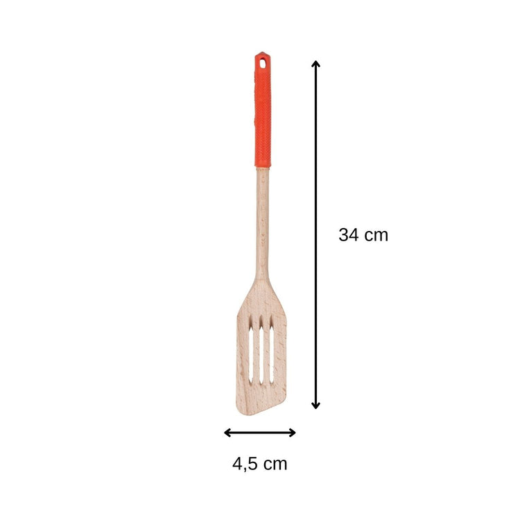 Spatule de cuisine en bois ajourée avec manche en silicone Fackelmann Wood Edition