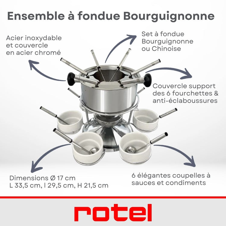 Ensemble à fondue bourguignonne pour 6 personnes, diamètre 17 cm Rotel Swiss Tradition