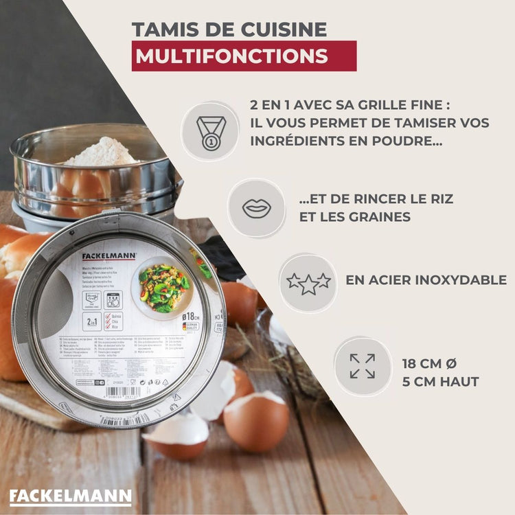 Tamis de cuisine inox extra fin Fackelmann