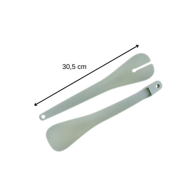 Set de 2 Saladiers en inox de 20,5 cm et 25 cm de diamètre et couverts à salade en plastique Fackelmann