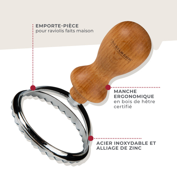 Emporte-pièce ravioli rond et cannelé 6,5 cm Fackelmann Pizza & Pasta