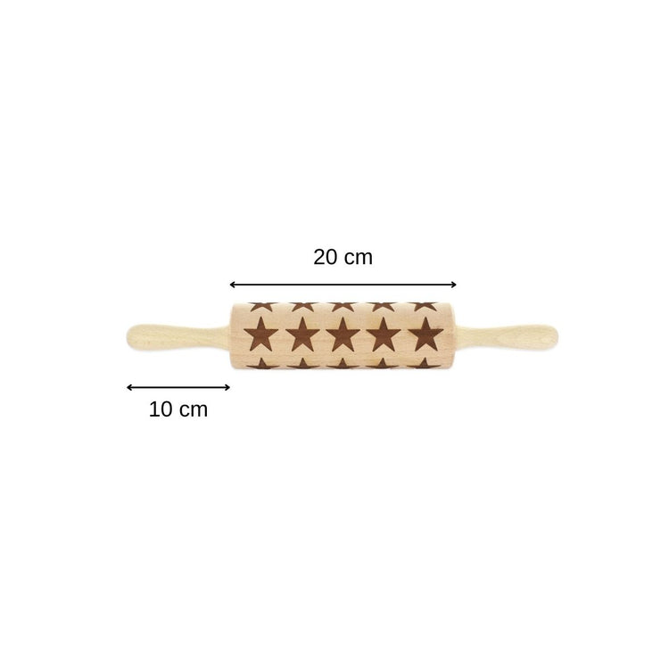 Rouleau à pâtisserie en bois motif étoiles Fackelmann Noël