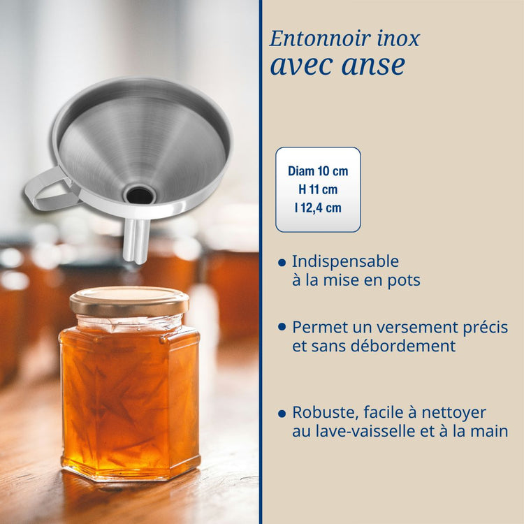 3 ustensiles pour confiture avec pince à bocaux, entonnoir et tissu filtrant Dr Oetker