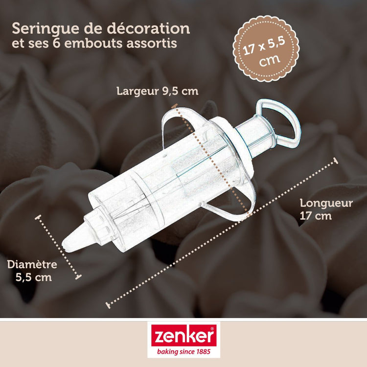 Seringue de décoration de gâteau et 6 embouts plastique Zenker Sweet Sensation