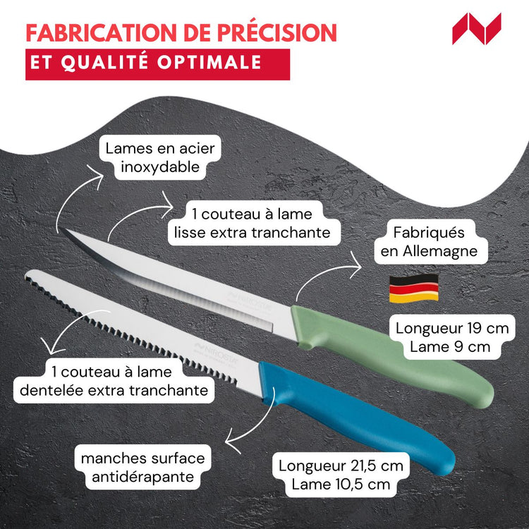 Set de 2 couteaux d’office et à petit déjeuner 22,5 cm Nirosta Elemental