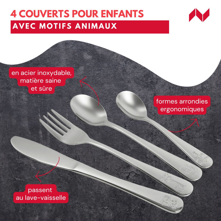 Set de 4 couverts pour enfants Nirosta Safari