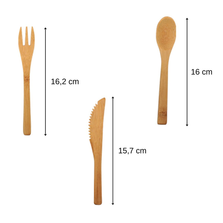 Set de couverts en bambou réutilisables + sac coton Fackelmann Move