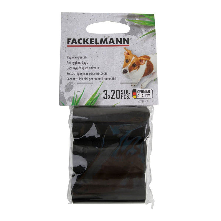 Lot de 3 rouleaux de sacs pour crottes de chien Fackelmann