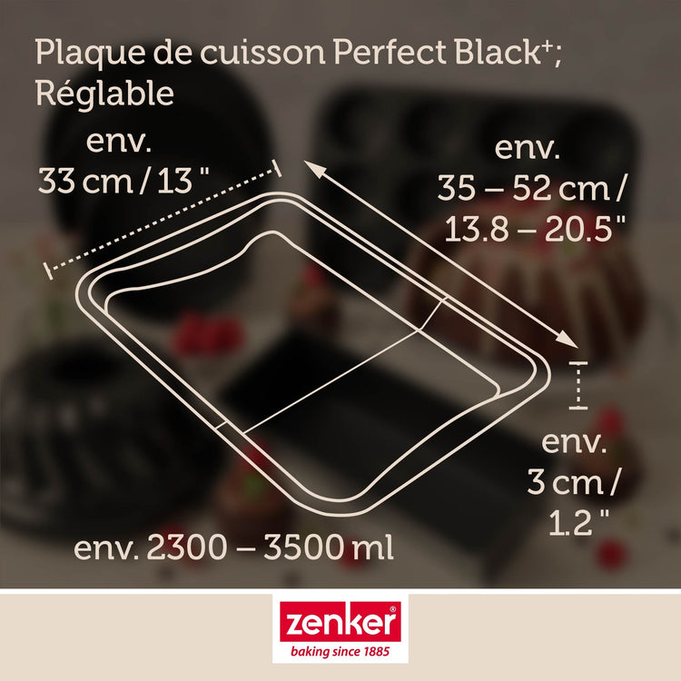 Plaque de four extensible de 35-52 x 32 cm Zenker Perfect Black +