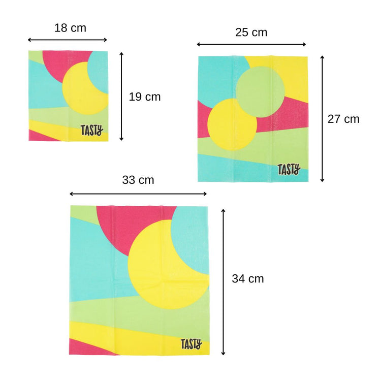 Lot de 3 wraps en cire d'abeille type film alimentaire Tasty Green