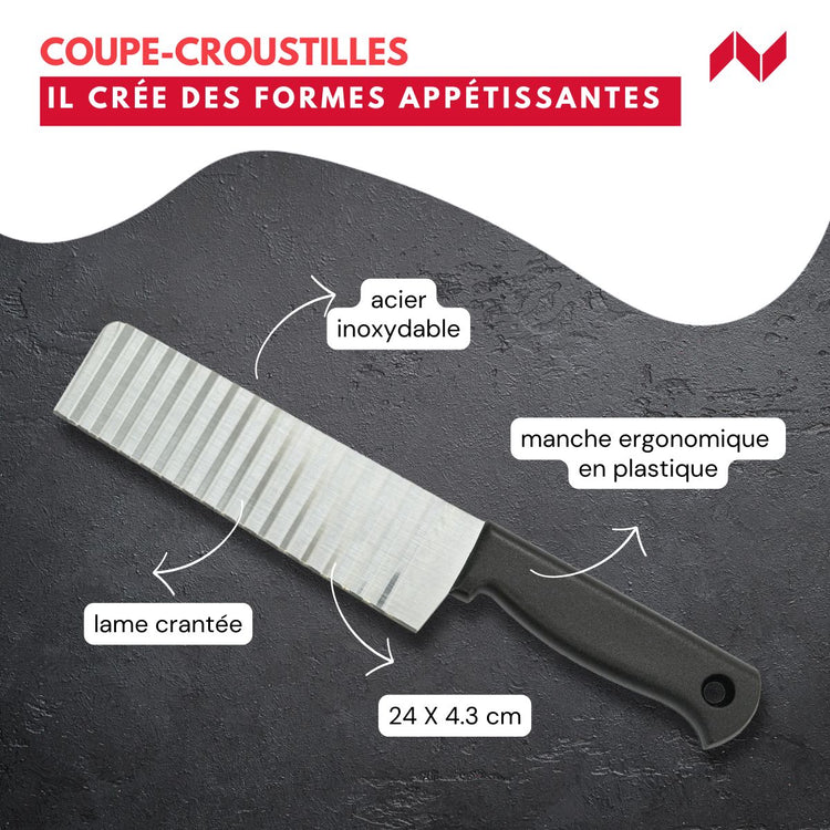 Couteau à lame ondulée pour frites, légumes et fruits Nirosta