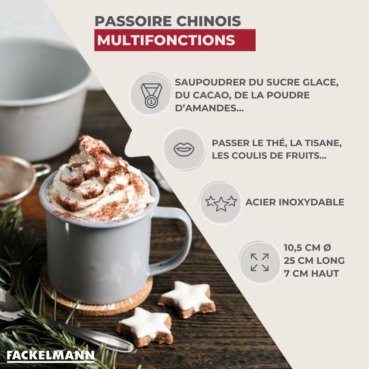 Passoire Chinois 10,5 cm de diamètre en inox Fackelmann