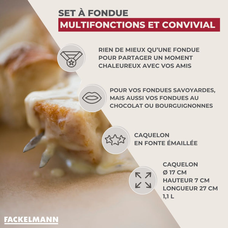 Set à fondue au fromage 2 personnes fonte émaillée Fackelmann