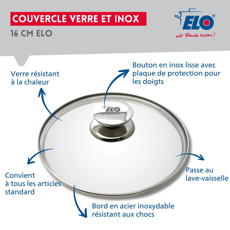Couvercle de cuisson avec poignée en inox 16 cm Galant Elo