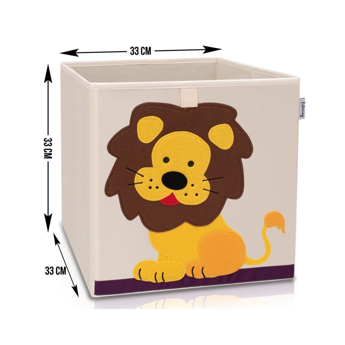 Boîte de rangement "lion" sur fond clair, compatible avec l'étagère IKEA KALLAX Lifeney