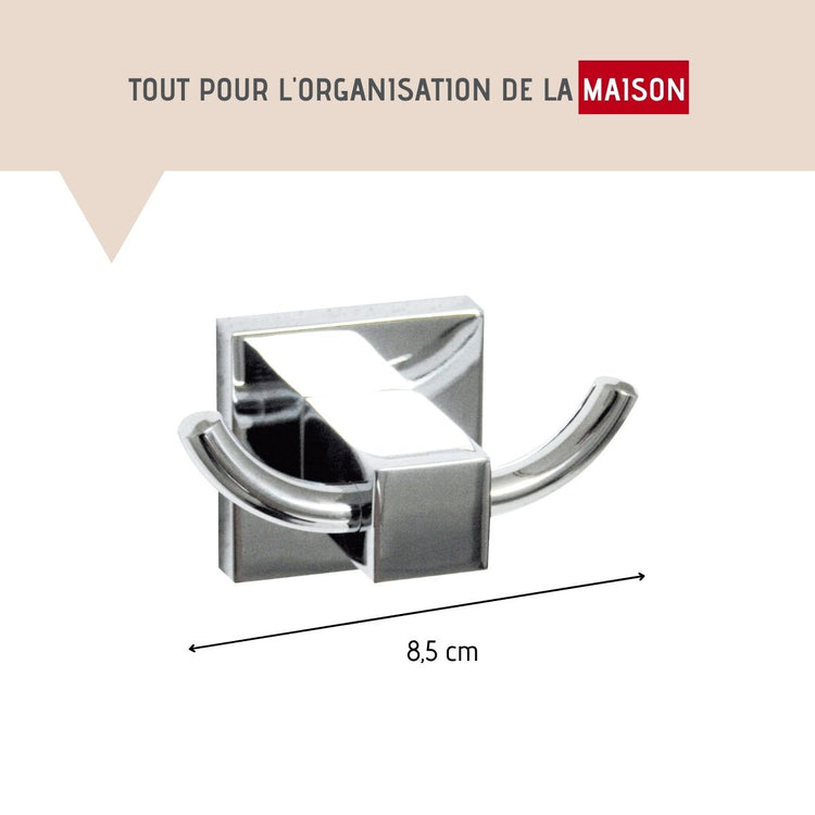 Porte serviette mural double crochet gris chromé Fackelmann Mare