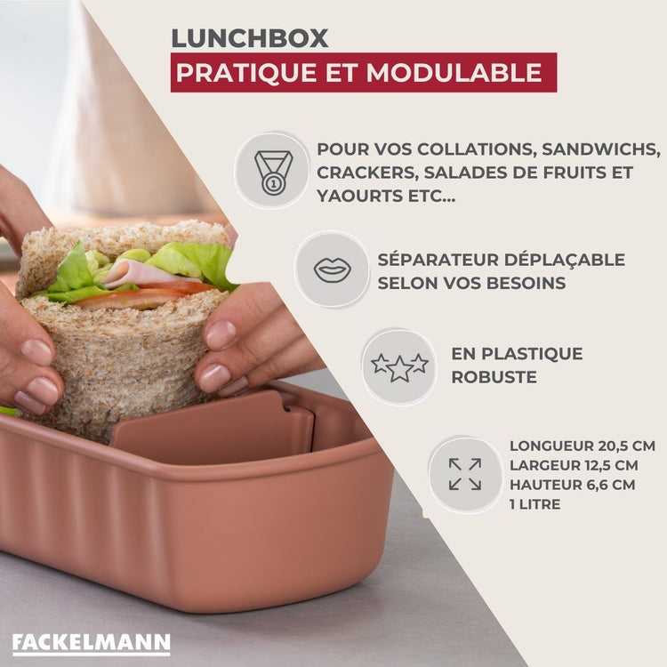 Lot de 6 lunch box 1,2L avec 3 boites à sauce Fackelmann Storage