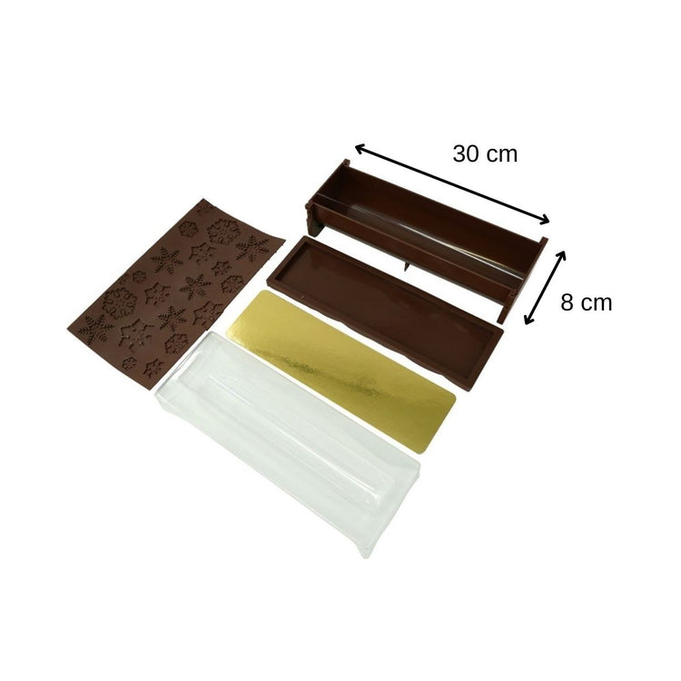 Ensemble de 2 Moules à bûche de Noël avec insert et plaque motif flocon de neige 30 x 8 cm Zenker Noël