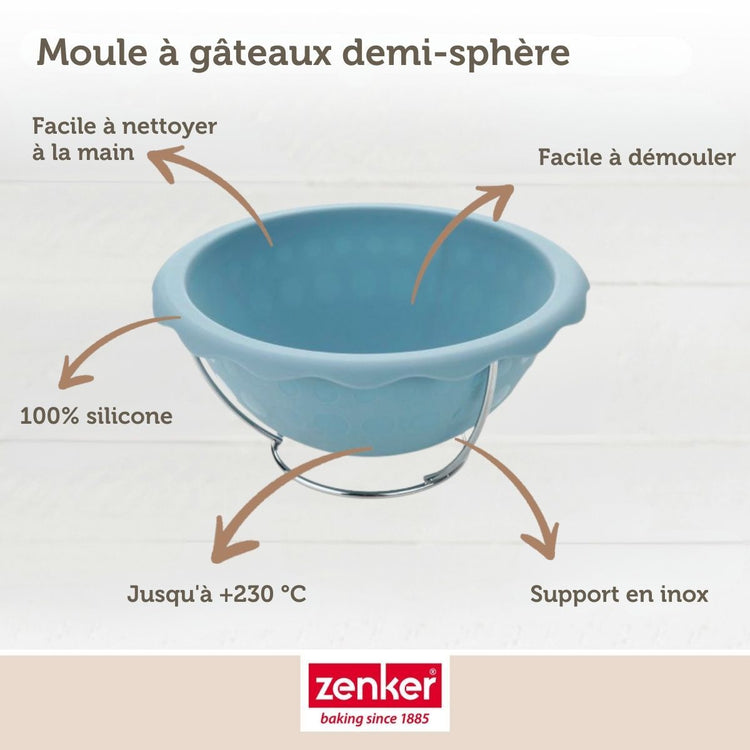 Set comprenant 1 Moule demi sphère, 1 spatule Zenker et 2 Bols à mixer Inox Fackelmann