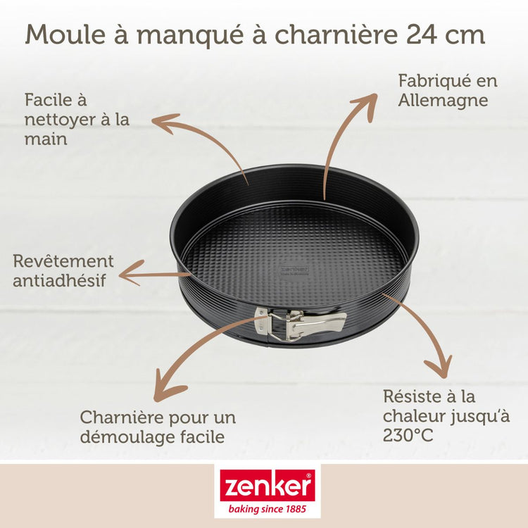 Lot comprenant 1 Moule à manqué 24 cm, 1 spatule Zenker et 2 bols à mixer en inox Fackelmann