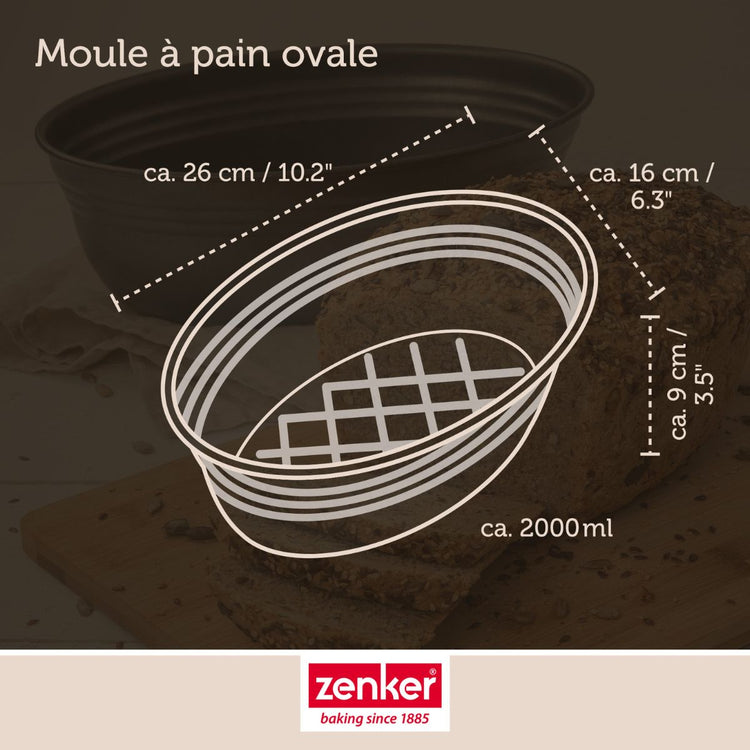 Lot avec 1 moule à pain 26 cm, 1 spatule Zenker et 2 bols à mixer en inox Fackelmann