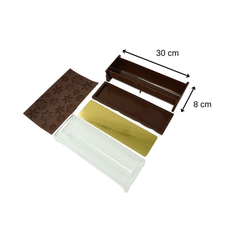 Lot avec 1 Moule à bûche à relief flocons de neige, 1 spatule Zenker et 2 bols à mixer en inox Fackelmann