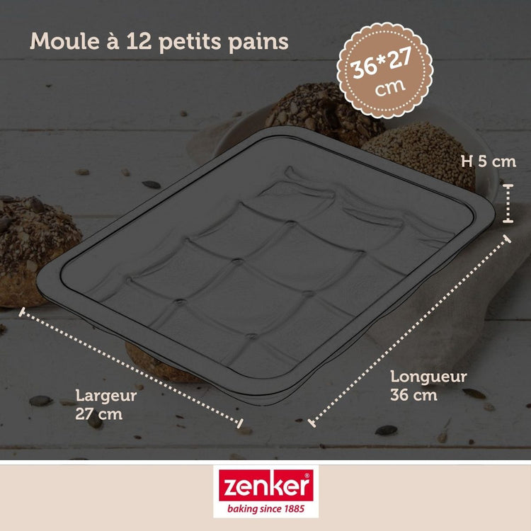 Set pâtisserie avec moule pour 12 mini pains, 2 bols à mixer, verre mesureur et spatule Zenker