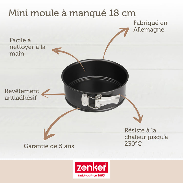Set pâtisserie avec mini moule à manqué 18 cm, 2 bols à mixer, verre mesureur et spatule Zenker