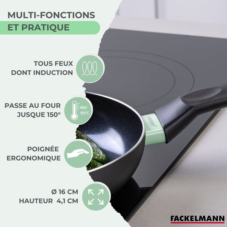 Set poêle antiadhésive céramique 16 cm et 6 ustensiles Fackelmann Brandao