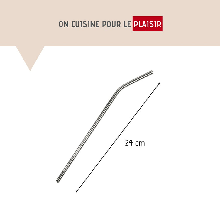 Lot de 8 pailles incurvées en inox avec goupillons 24 cm Fackelmann Bar Concept