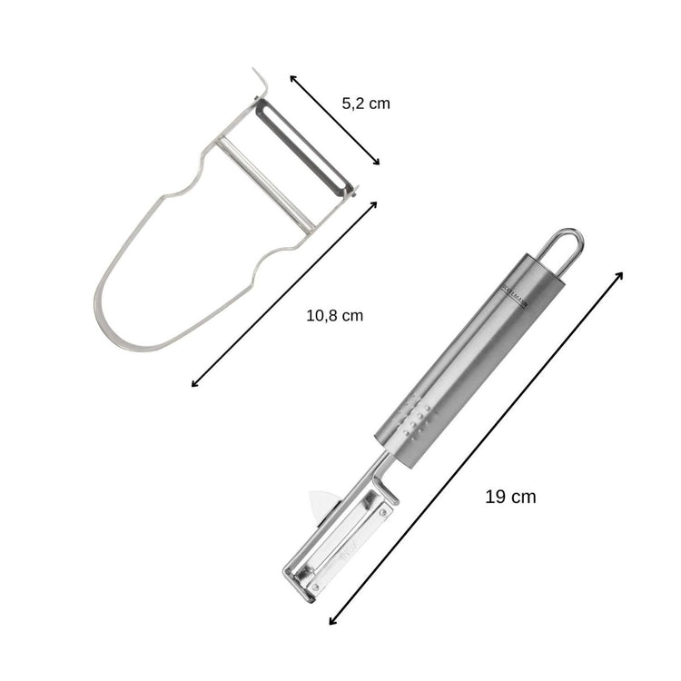 Duo Eplucheur à légumes pendule 19 cm et rasoir à légumes Castor inox 11 cm Fackelmann