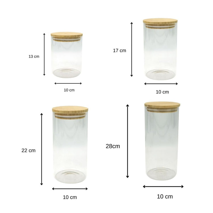 Set de 4 boîtes de conservation en verre avec couvercle en Bambou Fackelmann Eco Friendly