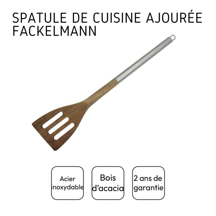 Ensemble de 2 Spatules de cuisine ajourée en bois d'acacia 35 cm Fackelmann Synthesis